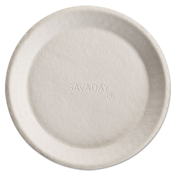 Savaday Molded Fiber Plates, 10", Cream, Round, 500/carton