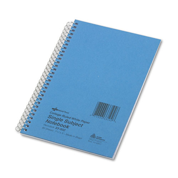 Single-subject Wirebound Notebooks, 1 Subject, Medium/college Rule, Blue Cover, 7.75 X 5, 80 Sheets