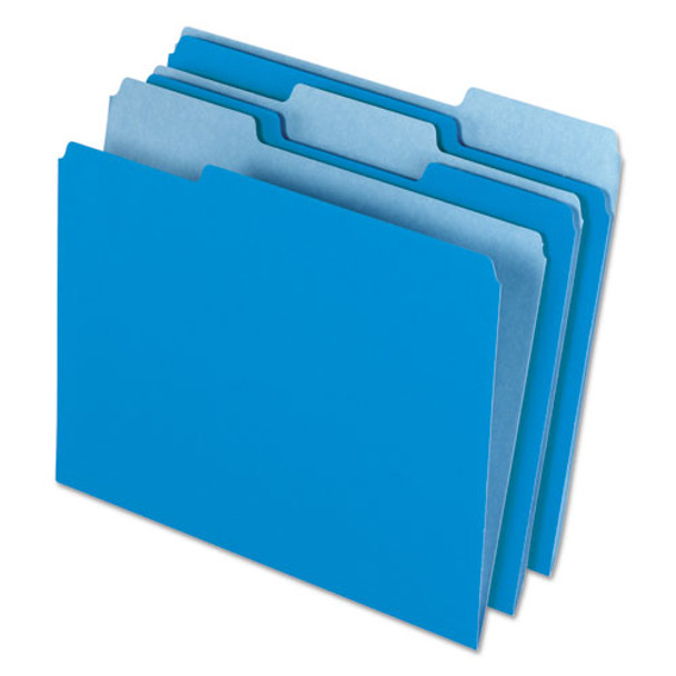 Interior File Folders, 1/3-cut Tabs, Letter Size, Blue, 100/box - DPFX421013BLU