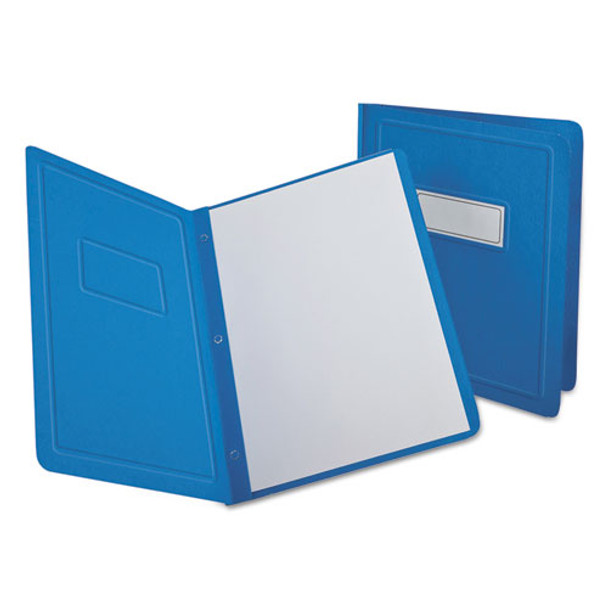 Report Cover, 3 Fasteners, Panel And Border Cover, Letter, Light Blue, 25/box