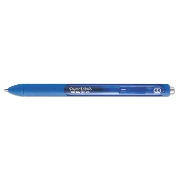 Inkjoy Retractable Gel Pen, Micro 0.5mm, Blue Ink/barrel, Dozen