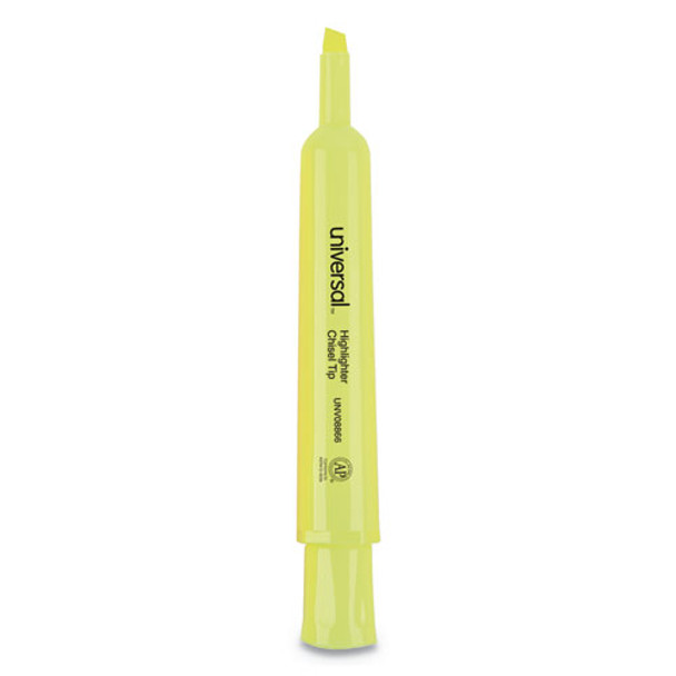 Desk Highlighters, Chisel Tip, Fluorescent Yellow, 36/pack