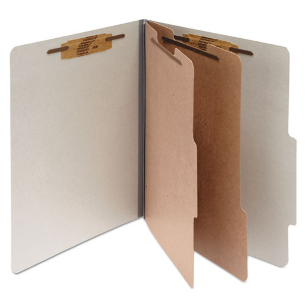 Pressboard Classification Folders, 2 Dividers, Letter Size, Mist Gray, 10/box