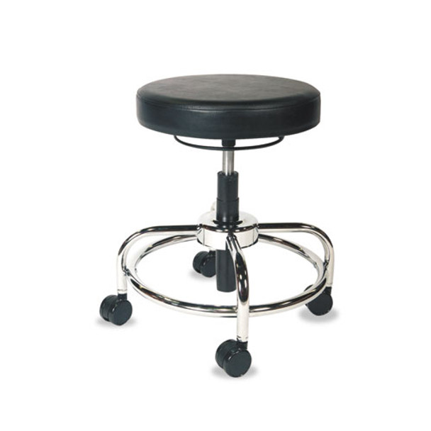 Alera Hl Series Height-adjustable Utility Stool , 24" Seat Height, Supports Up To 300 Lbs., Black Seat/back, Chrome Base