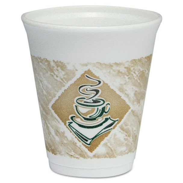 Cafe G Foam Hot/cold Cups, 8oz, White W/brown & Green, 1000/carton