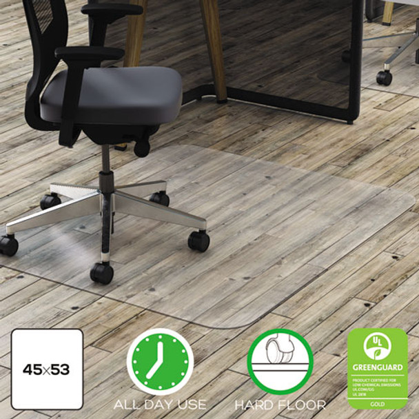 Polycarbonate All Day Use Chair Mat - Hard Floors, 45 X 53, Rectangle, Clear