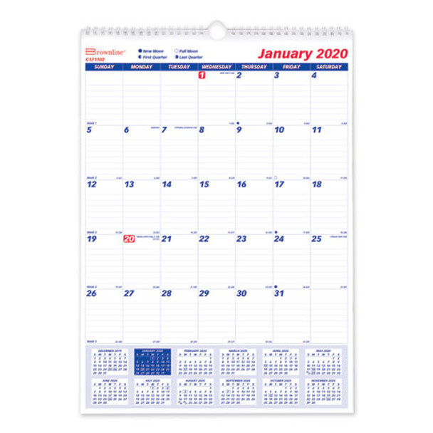 One Month Per Page Twin Wirebound Wall Calendar, 12 X 17, 2021