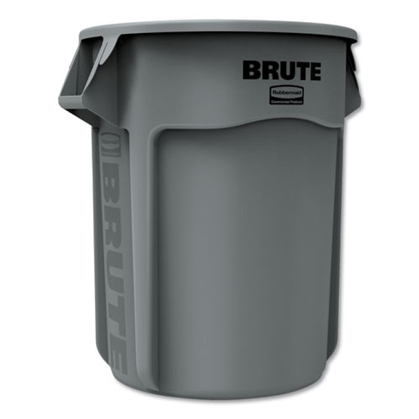 Round Brute Container, Plastic, 55 Gal, Gray