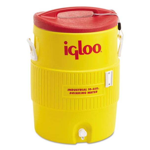 Industrial Water Cooler, 10 Gal, Yellow/red