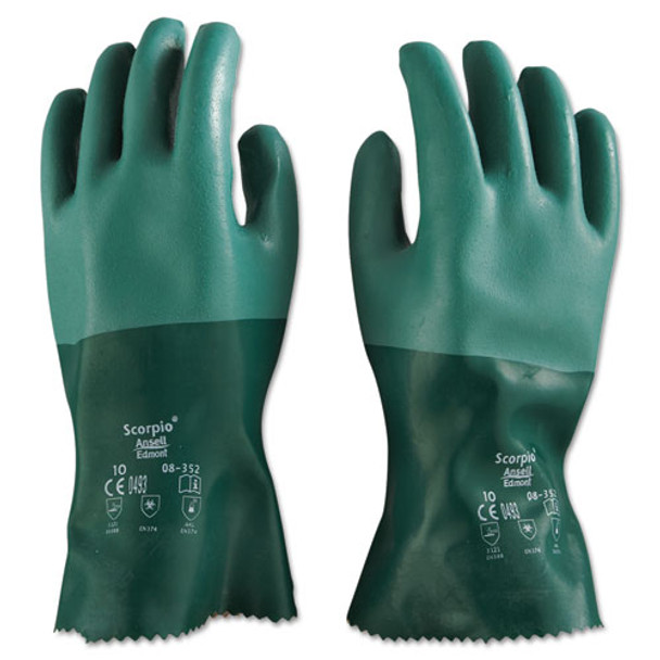 Scorpio Neoprene Gloves, Green, Size 10, 12 Pairs