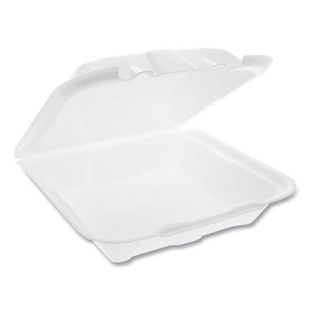 Foam Hinged Lid Containers, Dual Tab Lock Economy, 9.13 X 9 X 3.25, 1-compartment, White, 150/carton