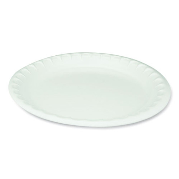 Laminated Foam Dinnerware, Plate, 10.25" Diameter, White, 540/carton