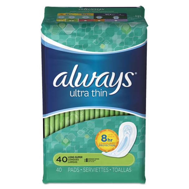 Ultra Thin Pads, Super Long, 40/pack, 6 Packs/carton