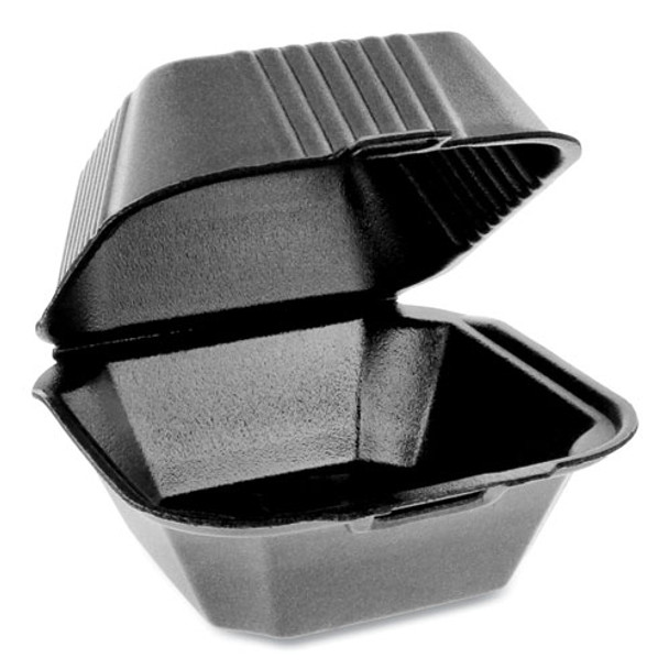 Smartlock Foam Hinged Containers, Sandwich, 5.75 X 5.75 X 3.25, 1-compartment, Black, 504/carton