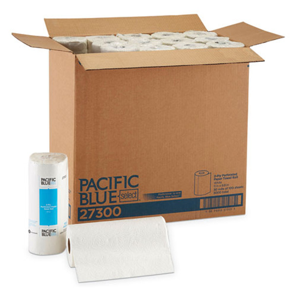 Pacific Blue Select Perforated Paper Towel, 8 4/5x11, White, 100/roll, 30 Rl/ct