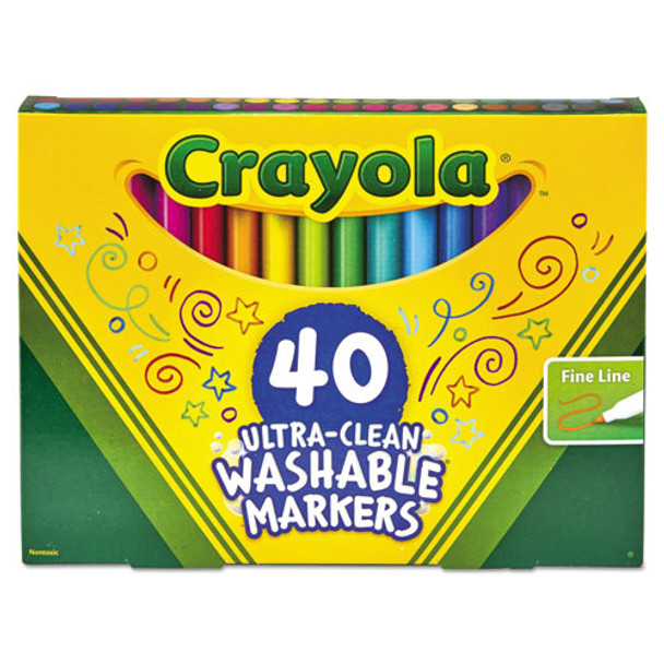 Ultra-clean Washable Markers, Fine Bullet Tip, Classic Colors, 40/set