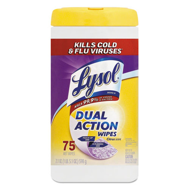 Dual Action Disinfecting Wipes, Citrus, 7 X 8, 75/canister