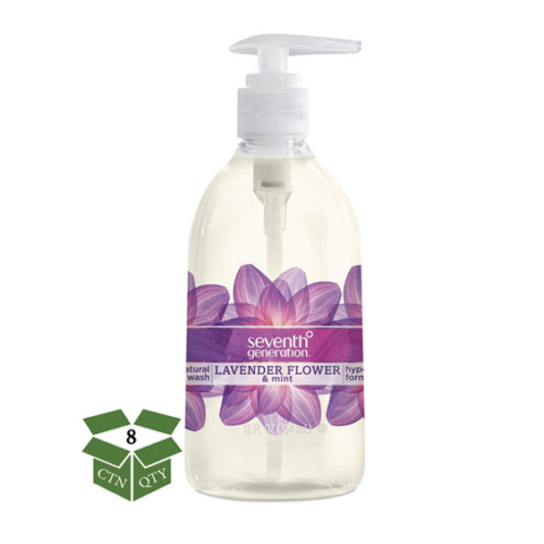 Natural Hand Wash, Lavender Flower & Mint, 12oz Pump Bottle, 8/carton
