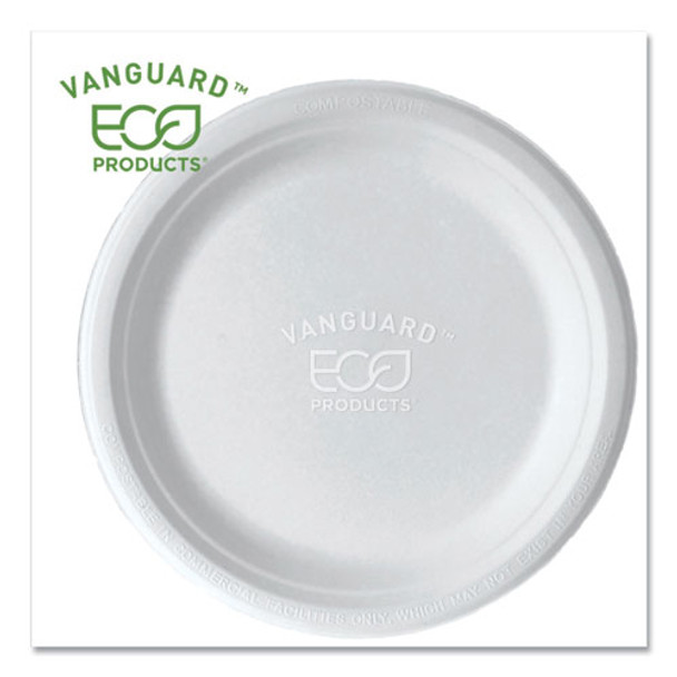 Vanguard Renewable And Compostable Sugarcane Plates, 9", White, 500/carton