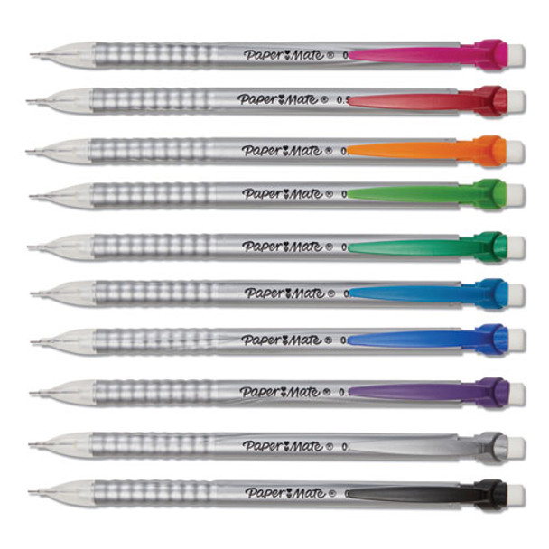 Write Bros Mechanical Pencil, 0.5 Mm, Hb (#2), Black Lead, Silver Barrel With Assorted Clip Colors, 24/pack