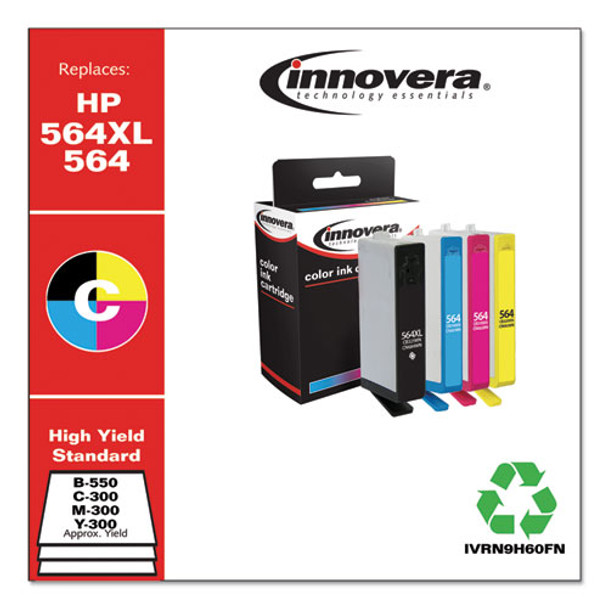 Remanufactured Black/cyan/magenta/yellow Ink, Replacement For Hp 564xl/564 (n9h60fn), B-550; C/m/y-300 Page-yield