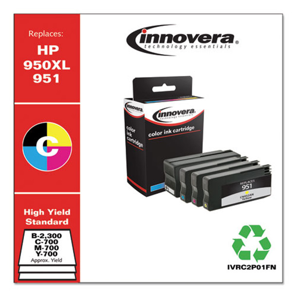 Remanufactured Black;cyan;magenta;yellow High-yield Ink; Replacement For Hp 950xl/951 (c2p01fn), B-300; C/m/y- 700 Page Yield