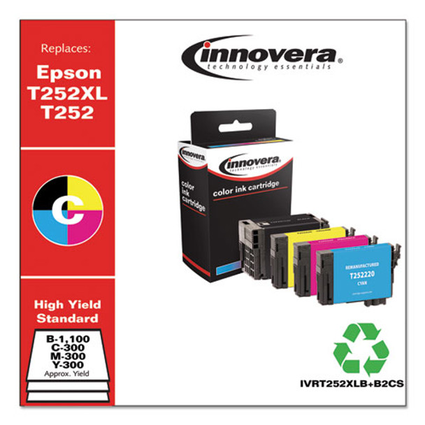 Remanufactured Black/cyan/magenta/yellow Ink, Replacement For Epson T252xl/t252 (t252xl-bcs), B- 1,100; C/m/y- 300 Page-yield