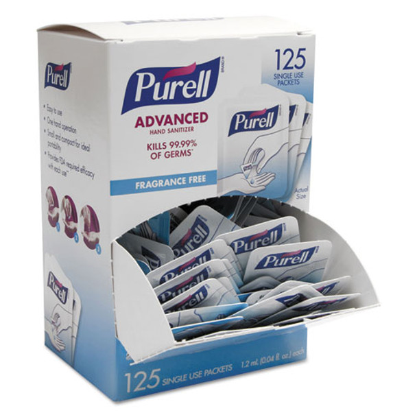 Single Use Advanced Gel Hand Sanitizer, 1.2 Ml, Packet, Clear, 125/box, 12 Box/carton