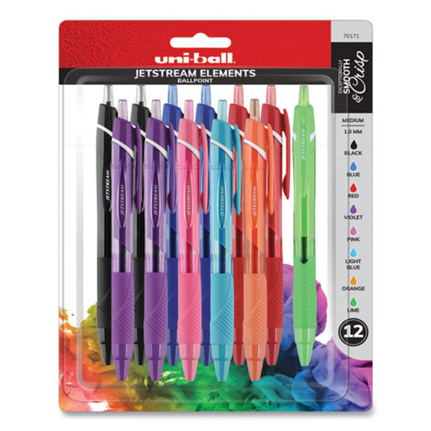 Jetstream Elements Ballpoint Pen, Medium 1 Mm, Assorted Ink/barrel, 12/pack