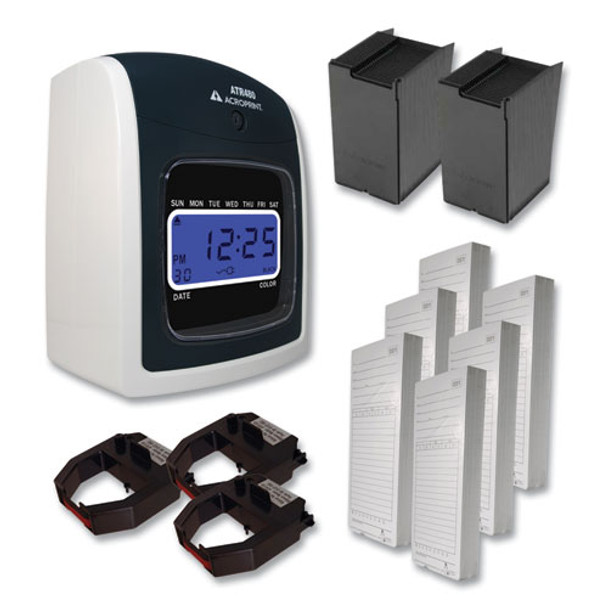 Atr480 Time Clock And Accessories Bundle, White/charcoal