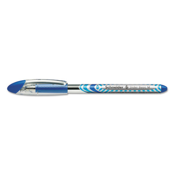 Schneider Slider Stick Ballpoint Pen, 0.8mm, Blue Ink, Blue/silver Barrel, 10/box - DRED151103