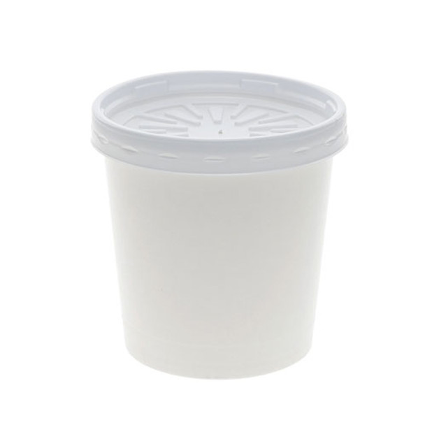 Paper Round Food Container And Lid Combo, 16 Oz, 3.75" X 3.88", White, 250/carton