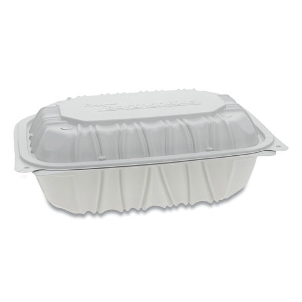 Vented Microwavable Hinged-lid Takeout Container, 9 X 6 X 3.1, 1-compartment, White, 170/carton