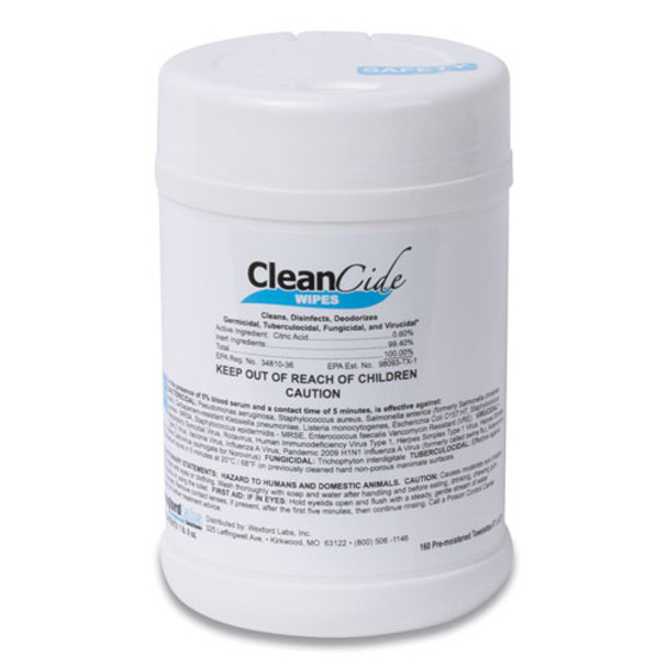Cleancide Disinfecting Wipes, Fresh Scent, 6.5 X 6, 160/canister