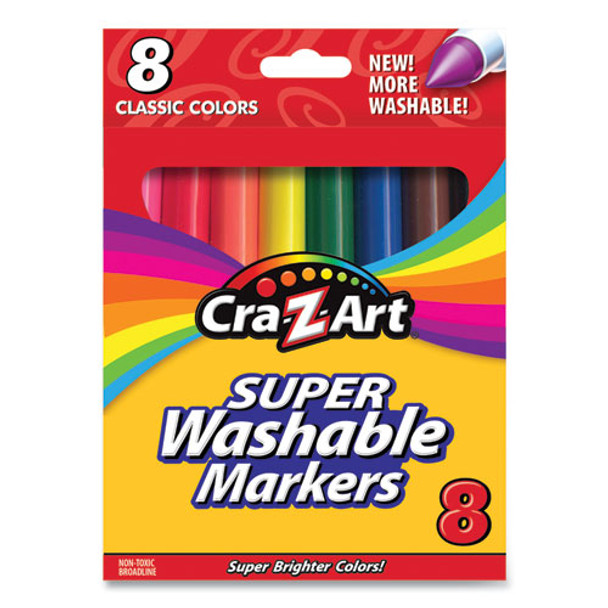 Super Washable Markers, Broad Bullet Tip, 8 Assorted Colors, 8/set