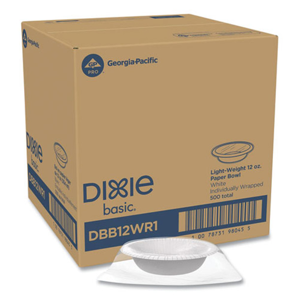 Everyday Disposable Dinnerware, Individually Wrapped, Bowl, 12 Oz, White, 500/carton