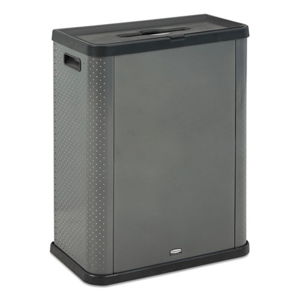 Elevate Decorative Refuse Container, Mixed Recycling, 23 Gal, 25.14 X 12.8 X 31.5, Pearl Dark Gray