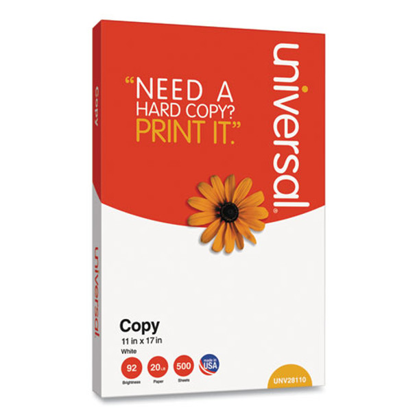 Copy Paper, 92 Bright, 20 Lb, 11 X 17, White, 500 Sheets/ream