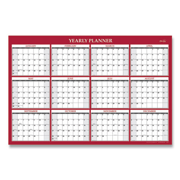 Laminated Wall Calendar, 48 X 32, Red/white, 2022