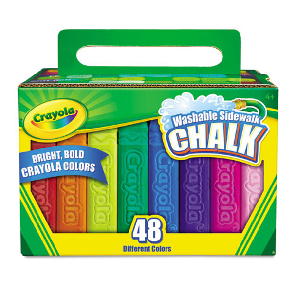 Washable Sidewalk Chalk, 48 Assorted Bright Colors, 48 Sticks/set