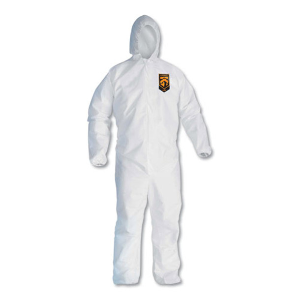 A30 Elastic-back And Cuff Hooded Coveralls, White, X-large, 25/carton