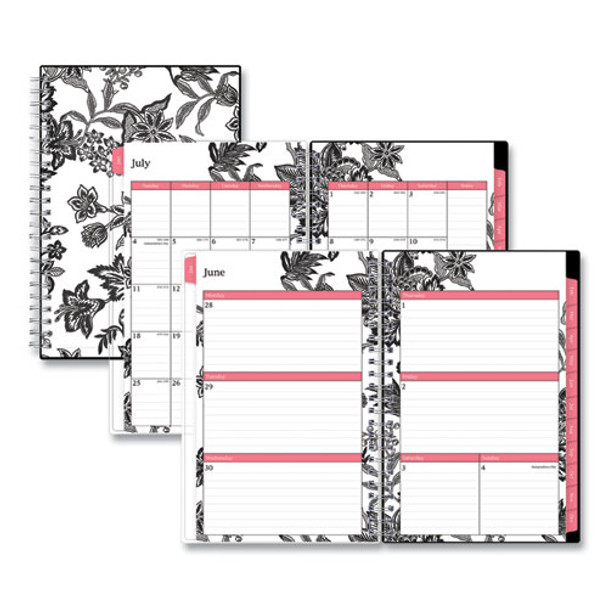 Analeis Create-your-own Cover Weekly/monthly Planner, Floral, 8 X 5, White/black Cover, 12-month (july To June): 2021 To 2022