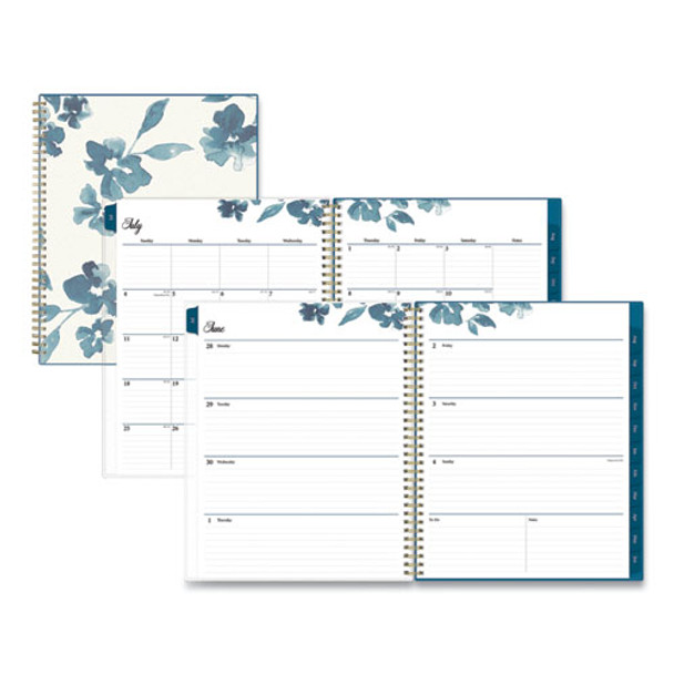 Bakah Blue Academic Year Weekly/monthly Planner, Floral Artwork, 11 X 8.5, Blue/white Cover, 12-month (july-june): 2021-2022