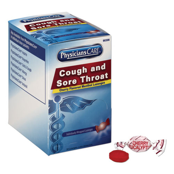 Cough And Sore Throat, Cherry Menthol Lozenges, 50 Individually Wrapped Per Box