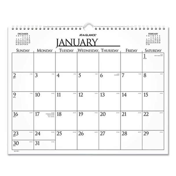 Business Monthly Wall Calendar, 15 X 12, White/black Sheets, 12-month (jan To Dec): 2022