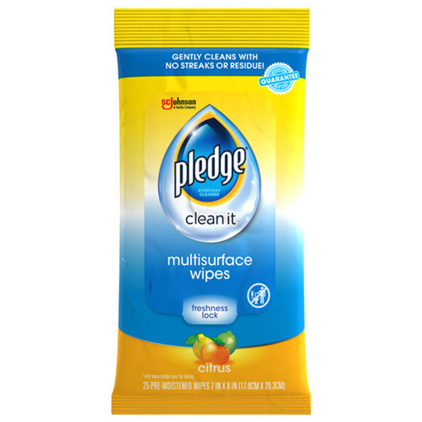Multi-surface Cleaner Wet Wipes, Cloth, Fresh Citrus, 7 X 10, 25/pack, 12/carton - DSJN336274