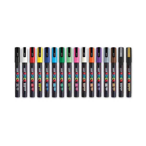 Posca Permanent Specialty Marker, Fine Bullet Tip, Assorted Colors,16/pack