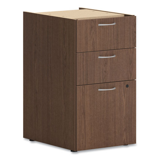 Mod Support Pedestal, Left Or Right, 3-drawers: Box/box/file, Legal/letter, Sepia Walnut, 15" X 20" X 28"