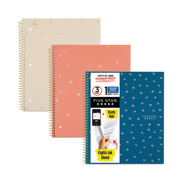 Style Wirebound Notebook, 1 Subject, Medium/college Rule, Assorted Geometrics Covers, 11 X 8.5, 100 Sheets, 3/pack