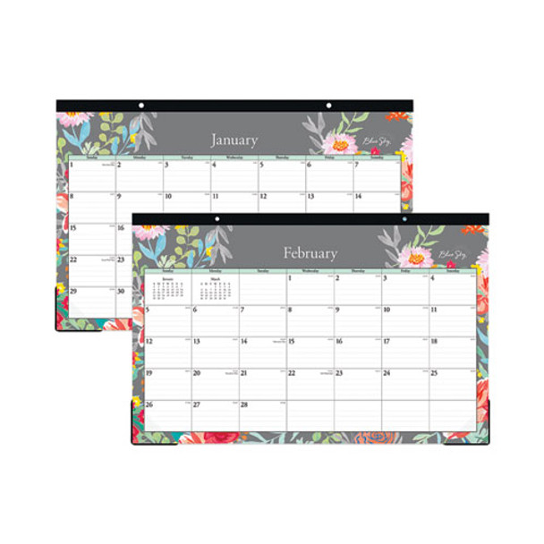 Sophie Desk Pad, Sophie Floral Artwork,17 X 11, Multicolor Sheets,black Binding, Clear Corners,12-month (jan-dec): 2023